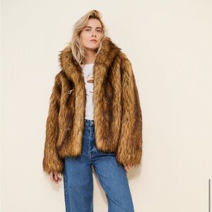 The Ragged Priest Faux Fur Teddy Jacket in Brown
